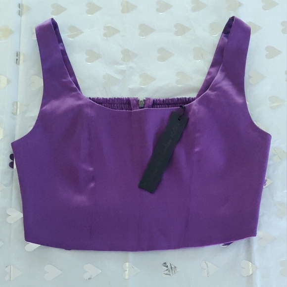 House of Harlow 1960 Purple Satin Crop Top, Size S. - Picture 2 of 7